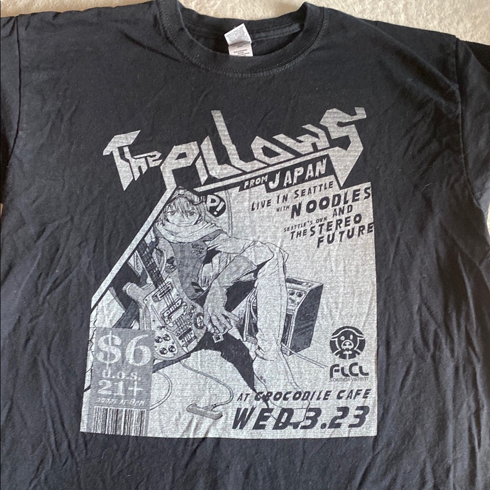 Black Graphic Tee with The Pillows Design